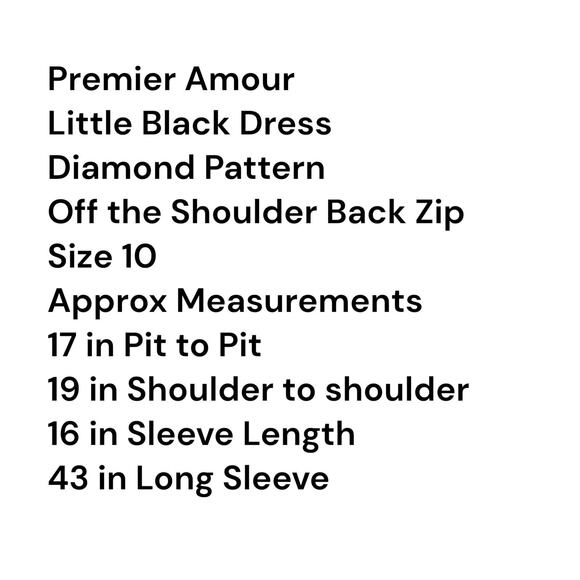 Premier Amour Little Black Dress SZ 10 Off the Shoulder Diamond Pattern Bodycon - Picture 5 of 10